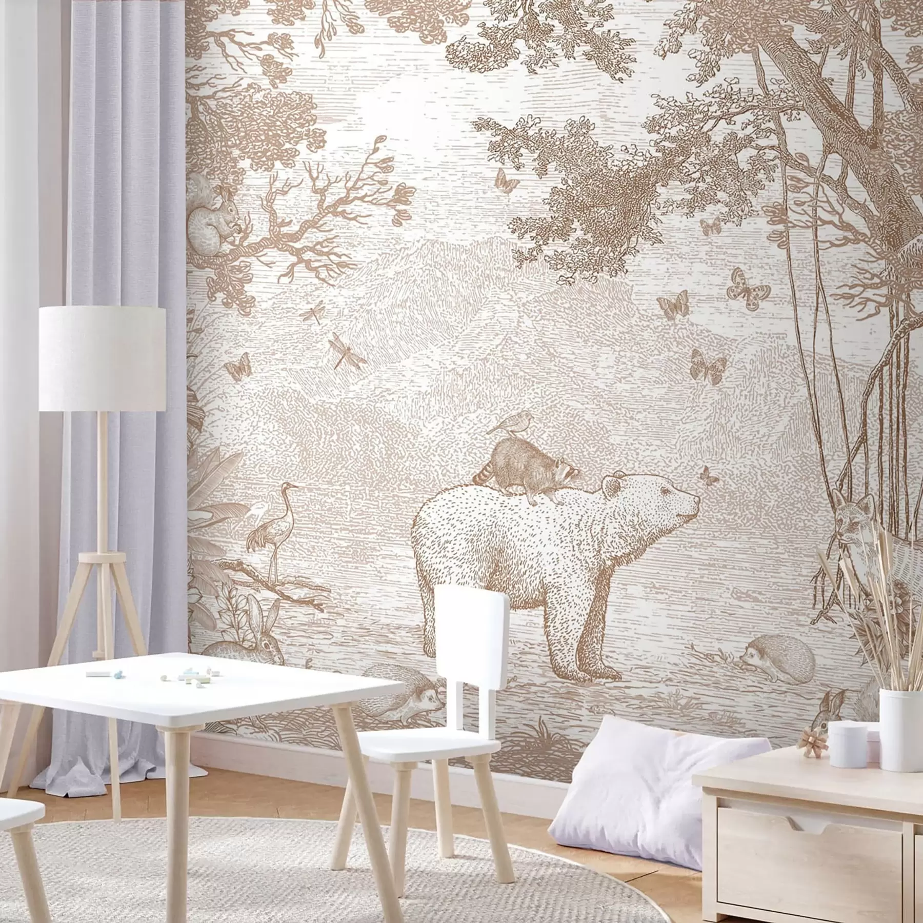 wall murals Бајка шума са дивним животињама u95425