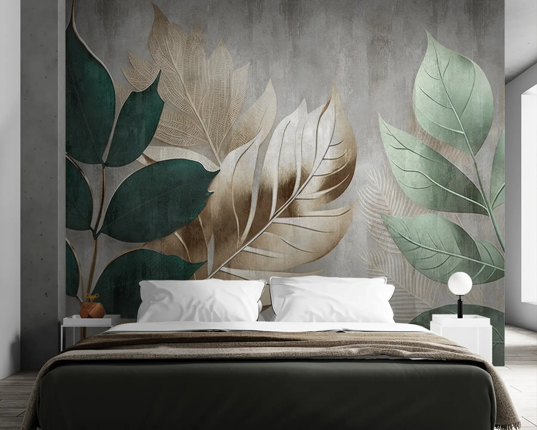 wall murals Лишће на текстурираној позадини u94827