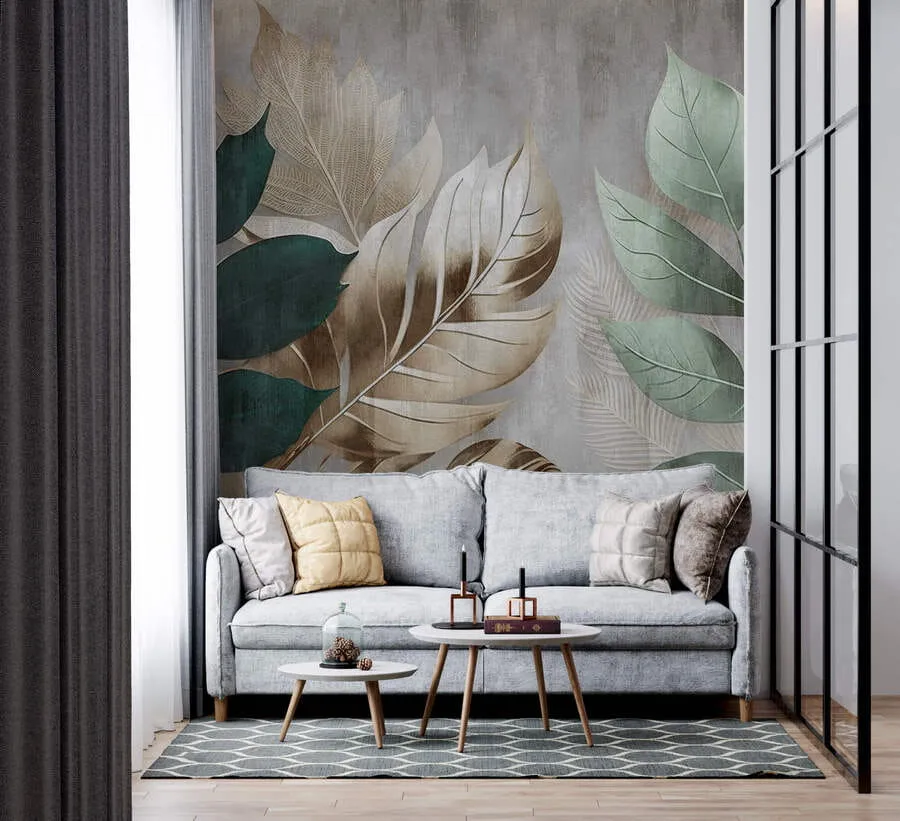 wall murals Лишће на текстурираној позадини u94827