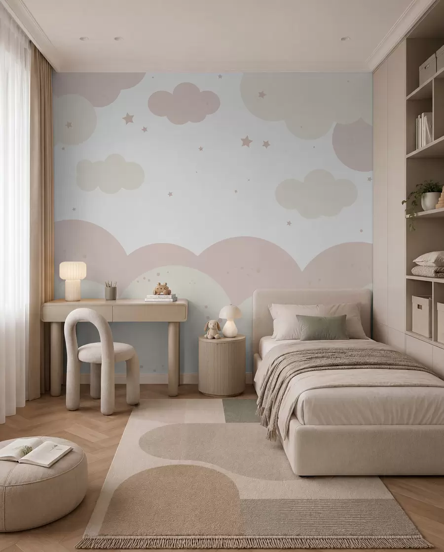 wall murals Облаци и звезде у пастелним бојама u95398