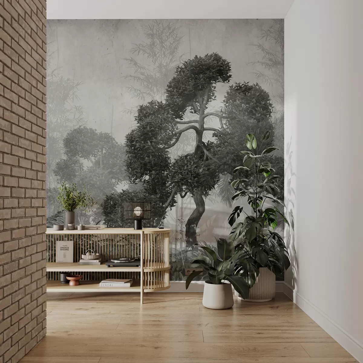 wall murals Staro drveće u magli u95901