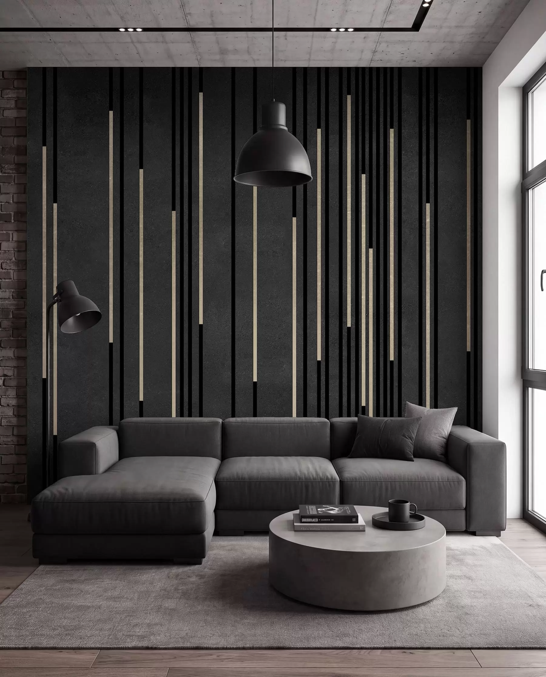 wall murals Mesingane linije na crnom u95905