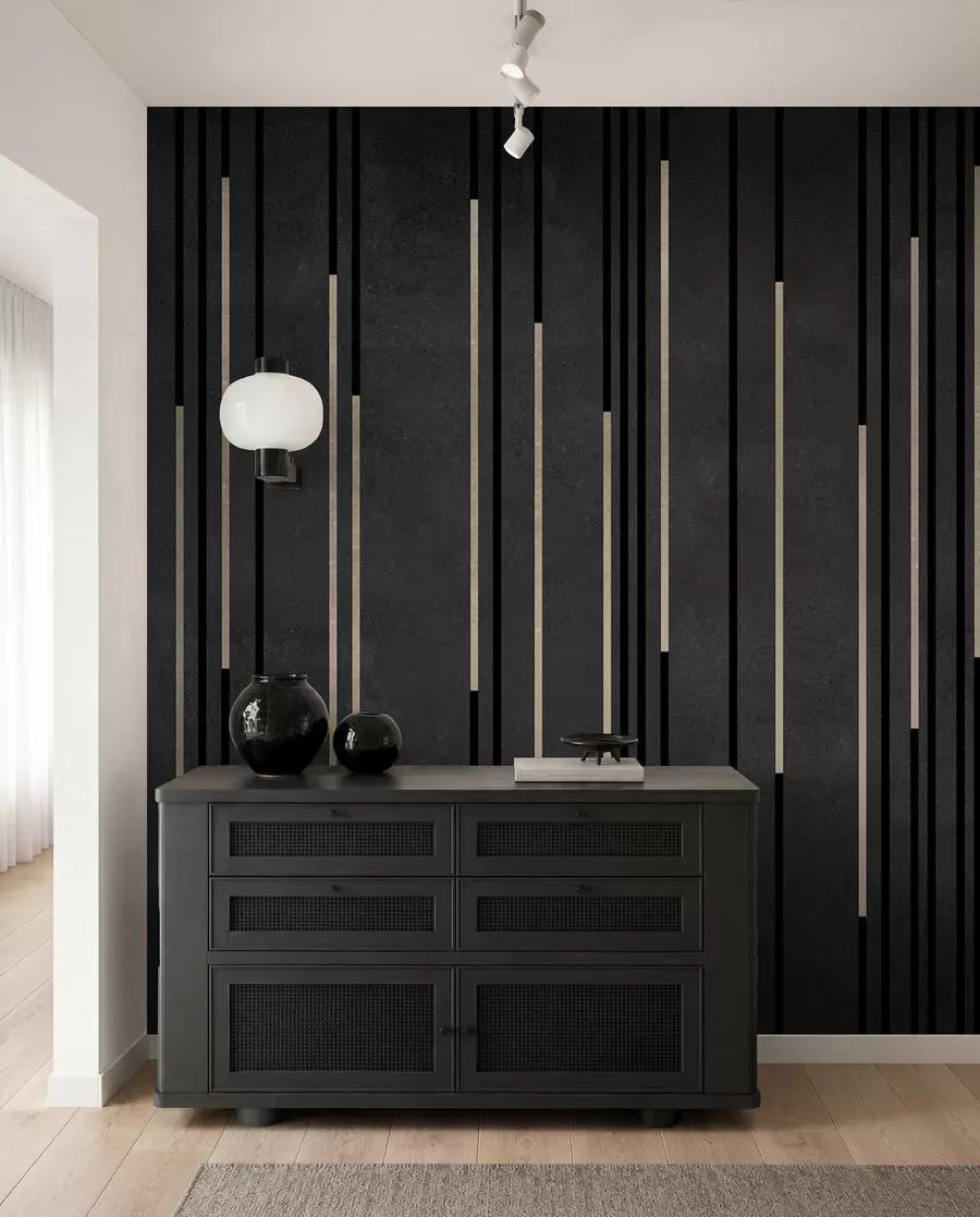 wall murals Mesingane linije na crnom u95905