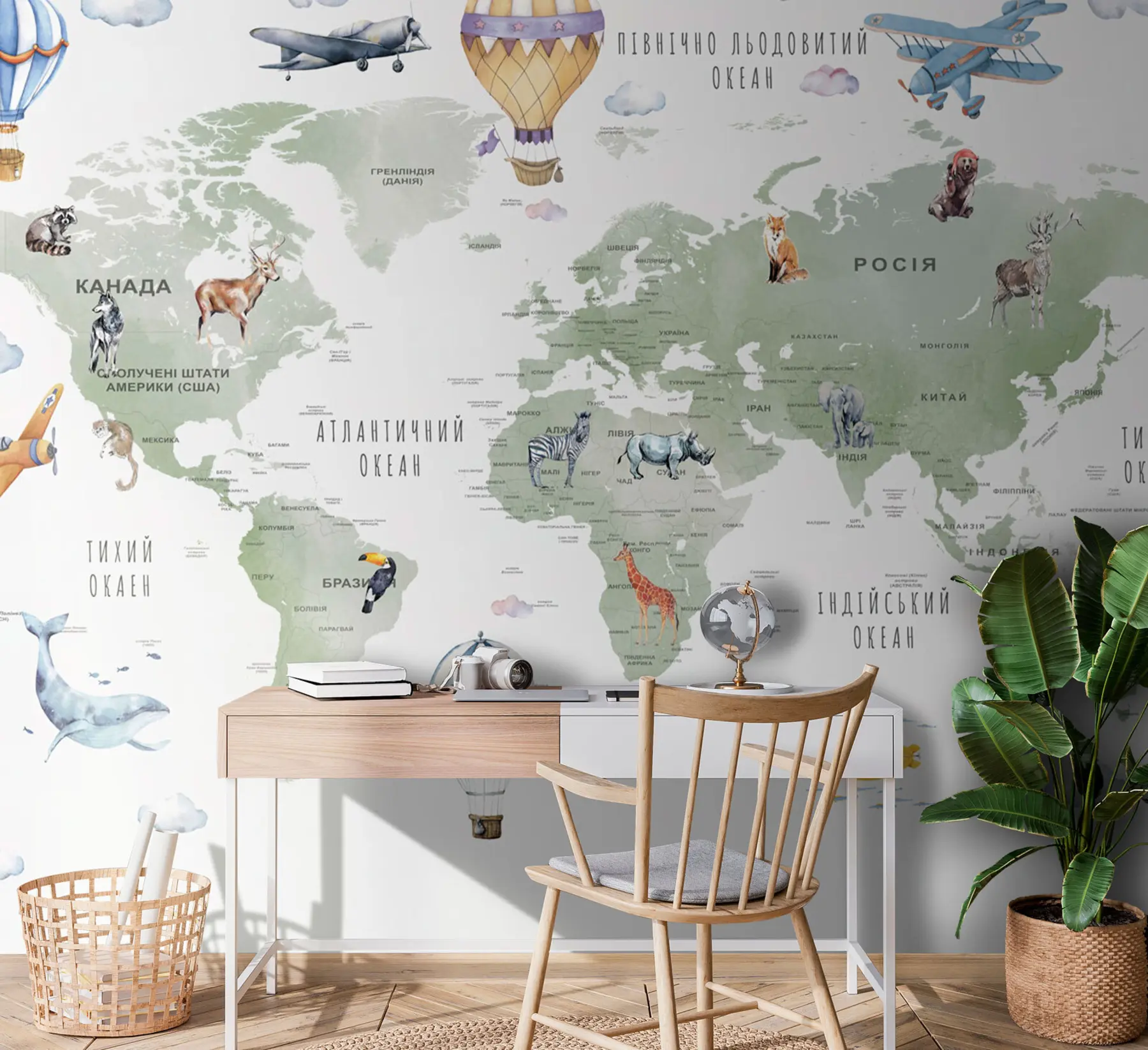 wall murals Дечија мапа света у украјинском u95274