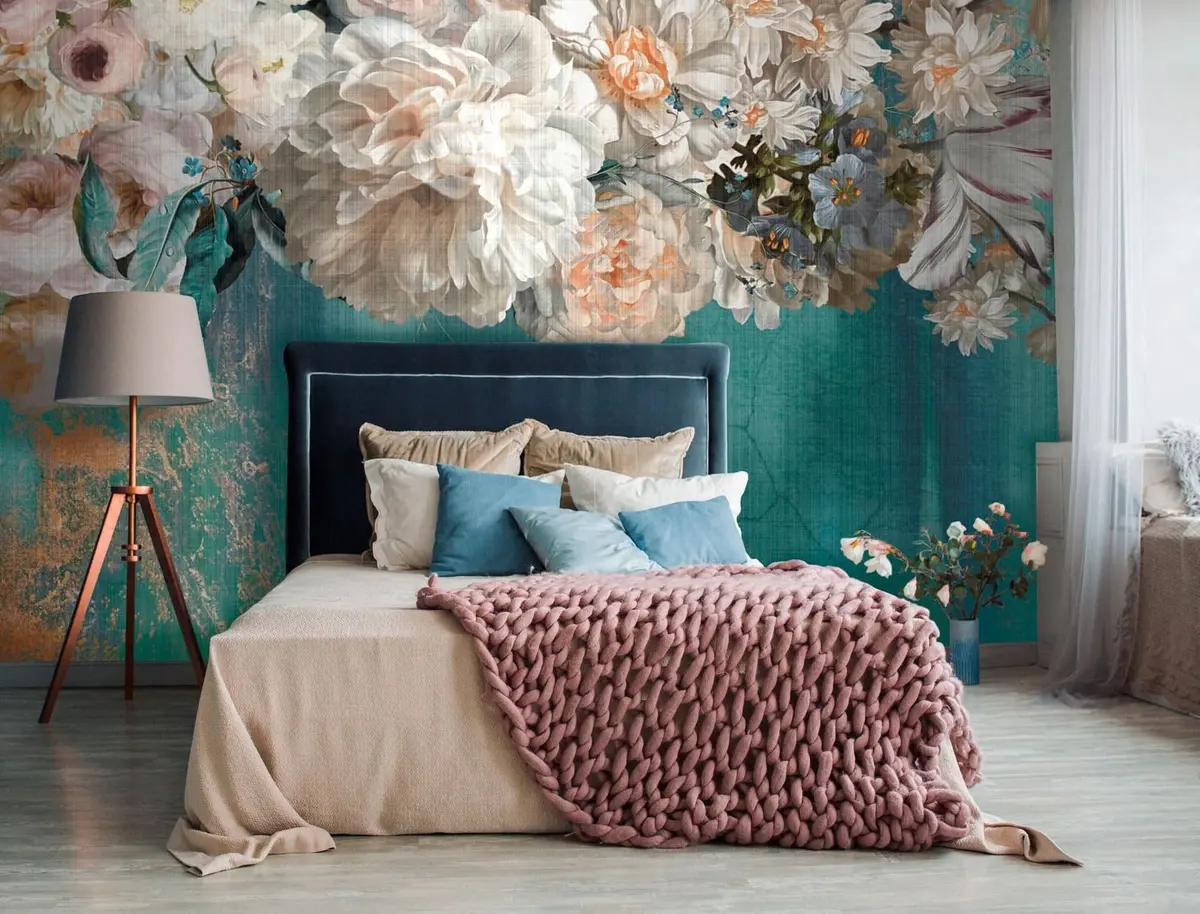 wall murals Биг Бујно букет цвећа са текстуром грунге u95430