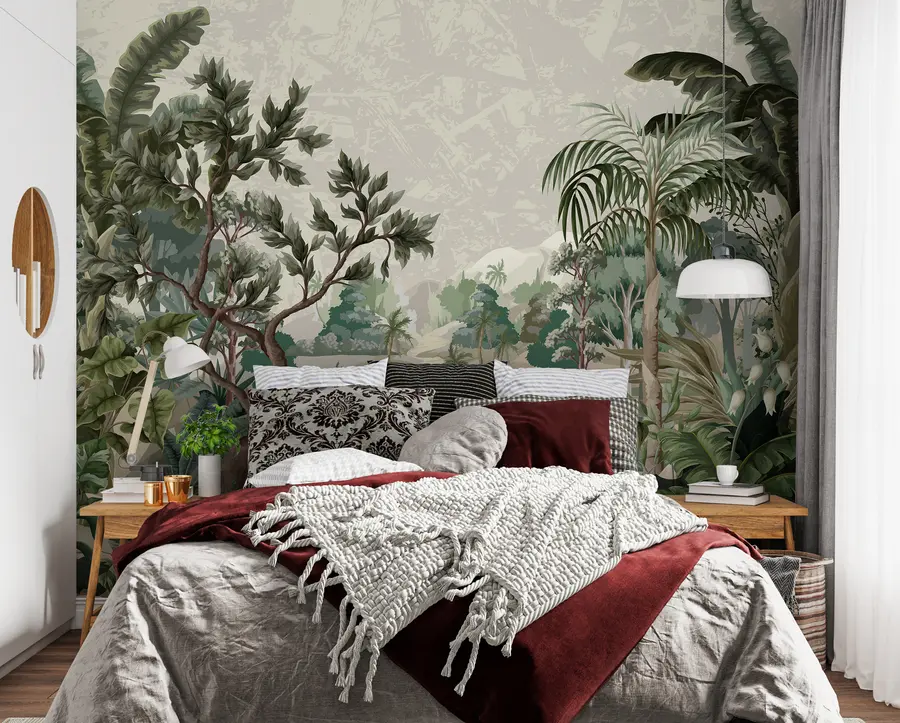 wall murals Џунгла са реком и палмима u95915