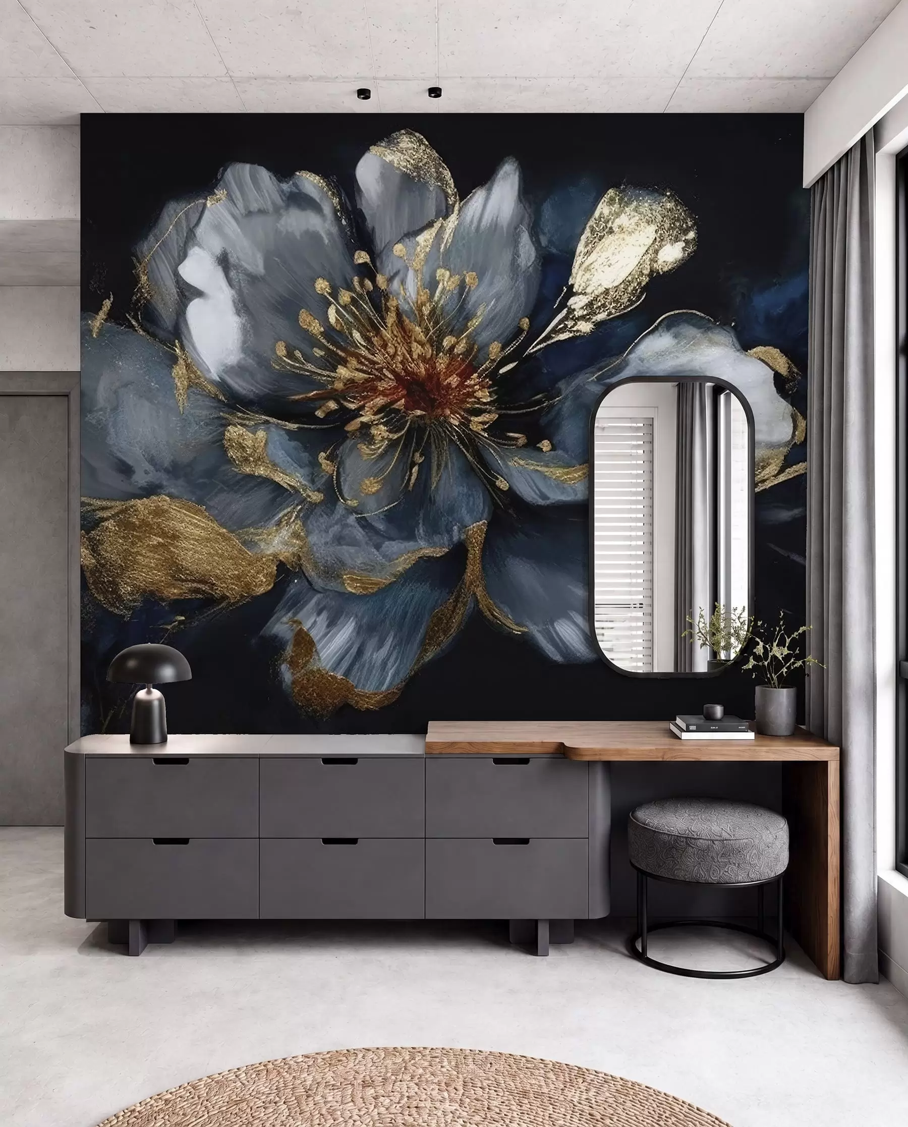 wall murals Велики плави цвет са венама u95657