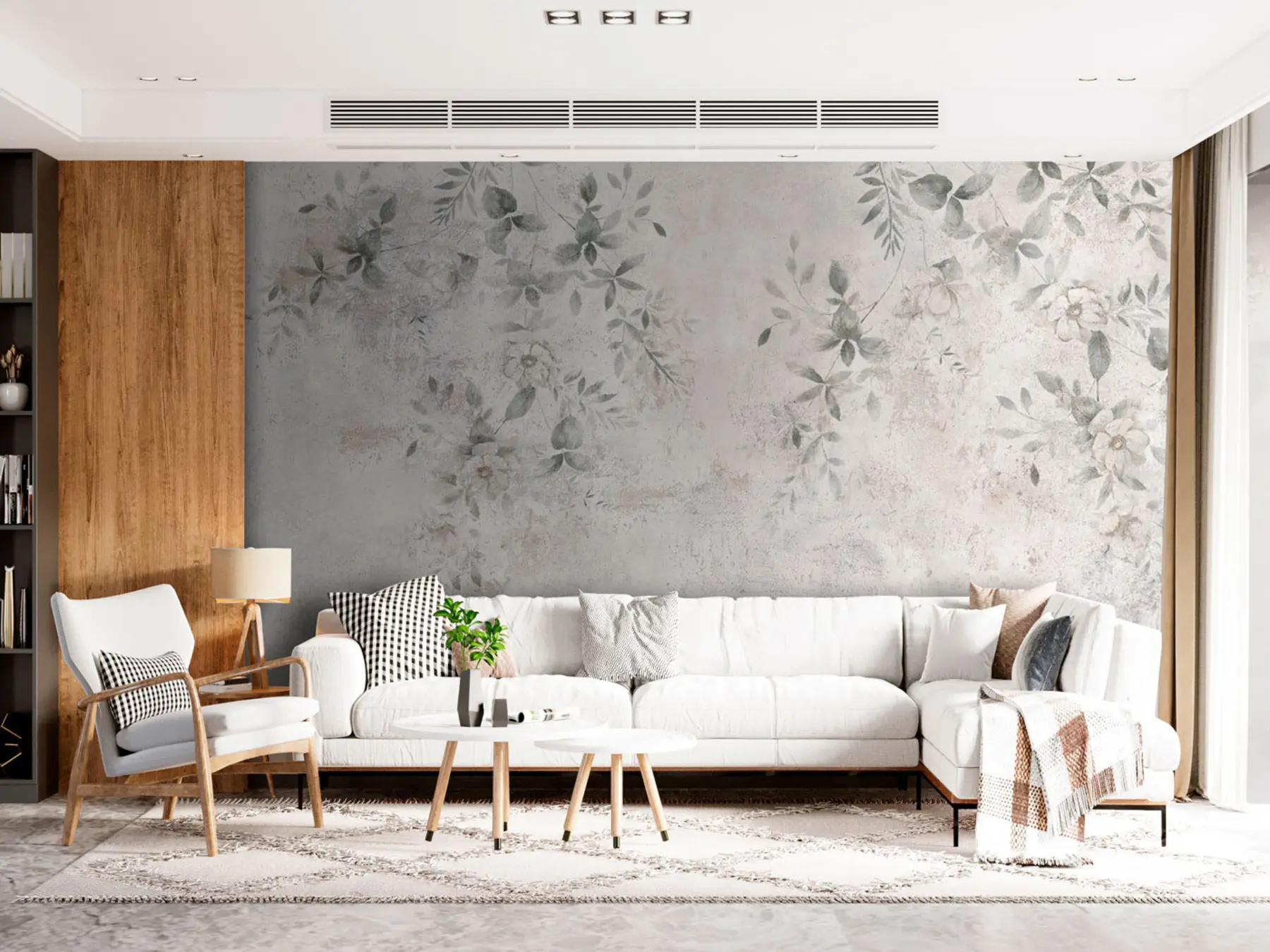 wall murals Цвеће са подружницама на минимализму бетонских грунгија u96140