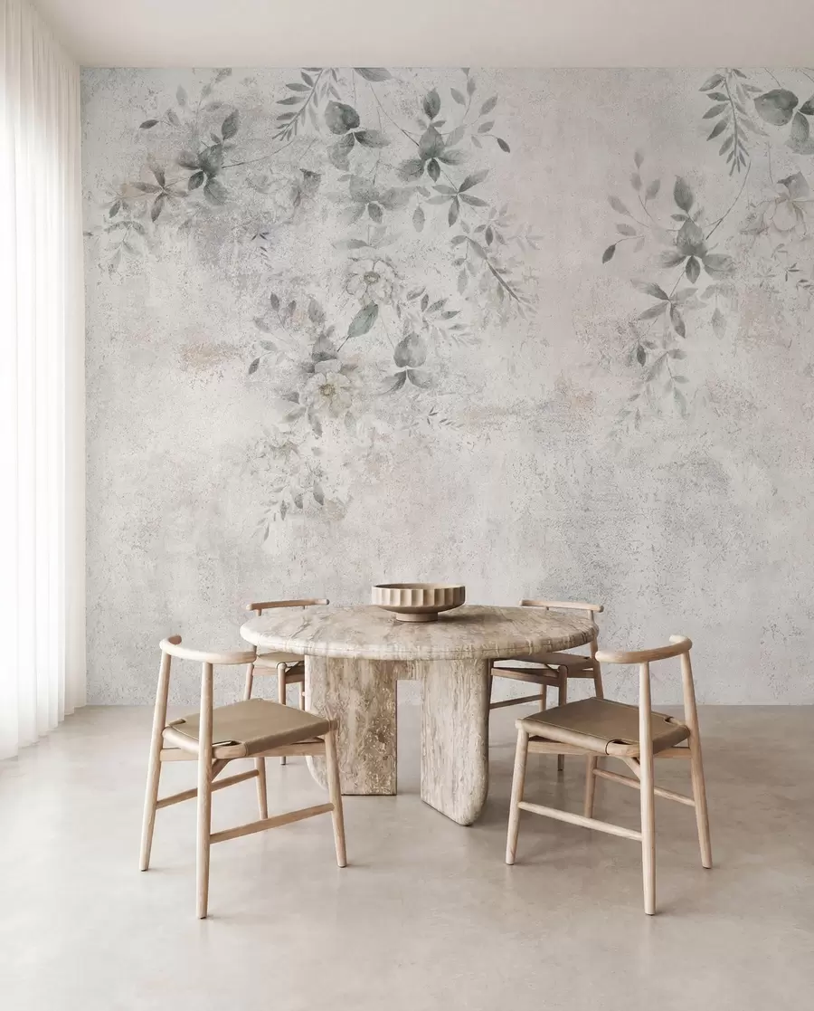 wall murals Цвеће са подружницама на минимализму бетонских грунгија u96140