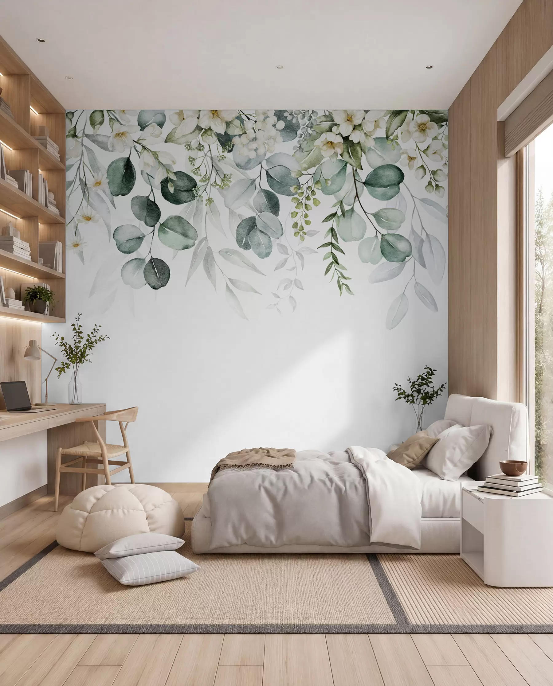 wall murals Vijenac bijelih cvjetova u96063