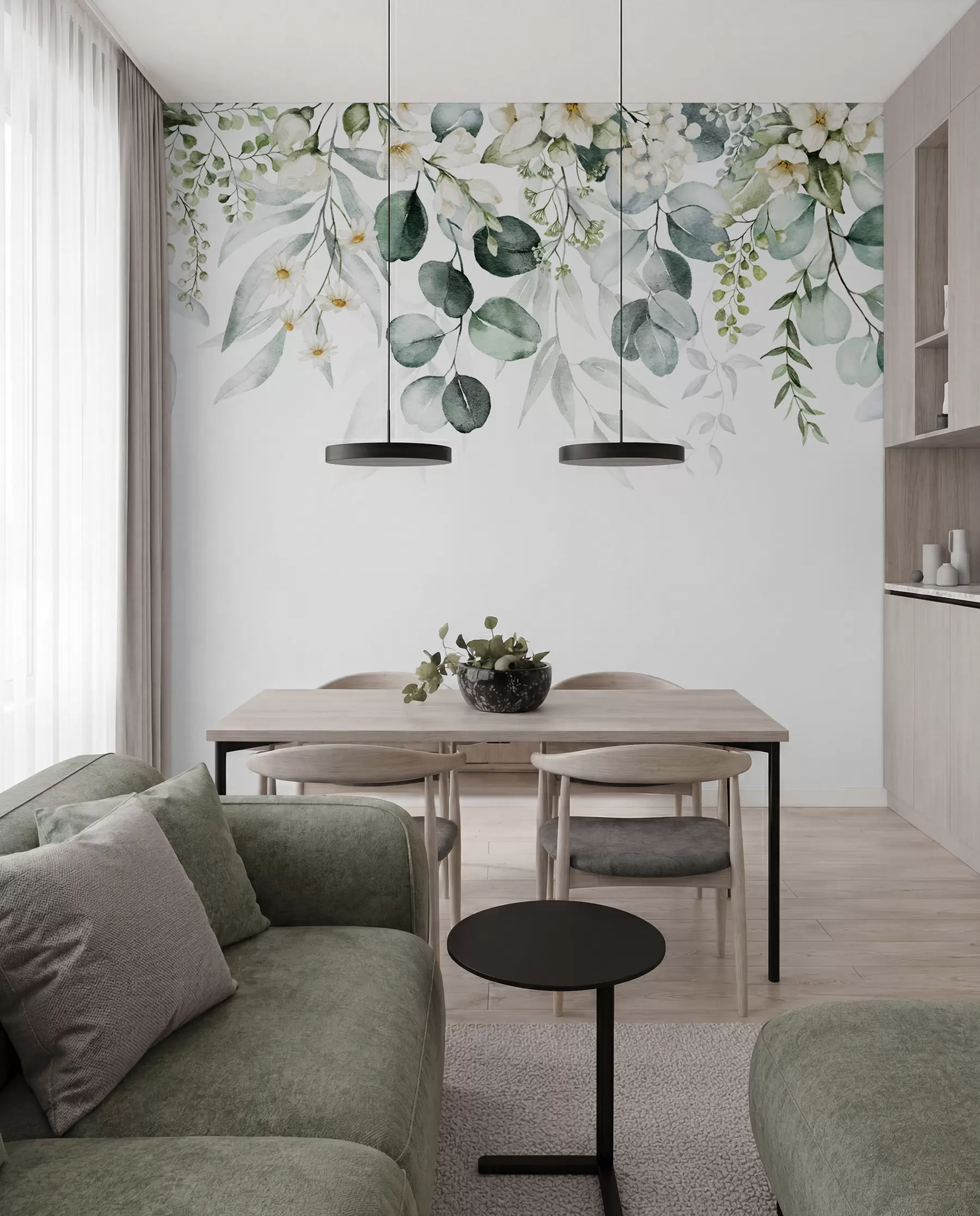 wall murals Vijenac bijelih cvjetova u96063