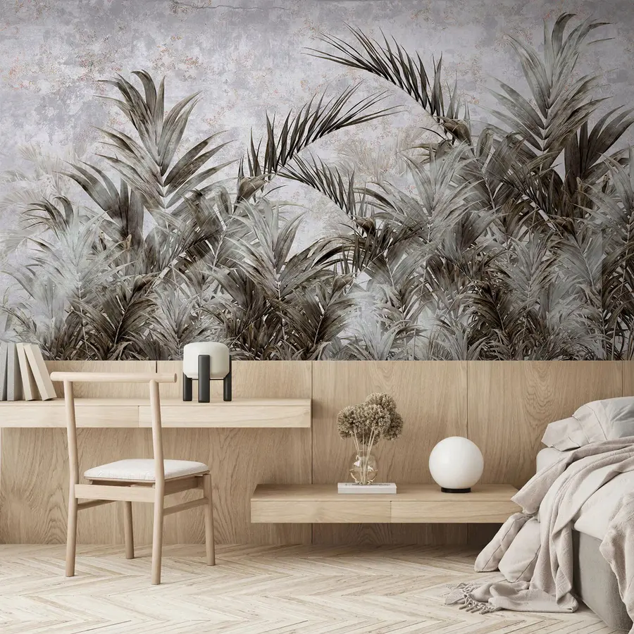 wall murals Тропски листови у магли u96072