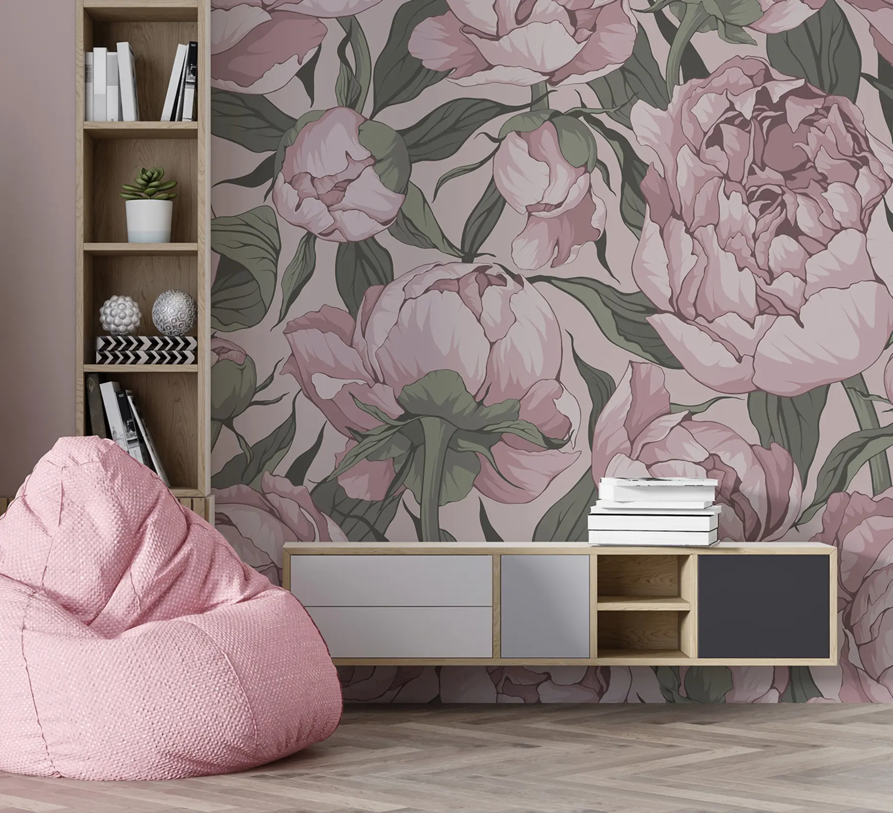 wall murals Цветање божура у пастелним бојама u95849