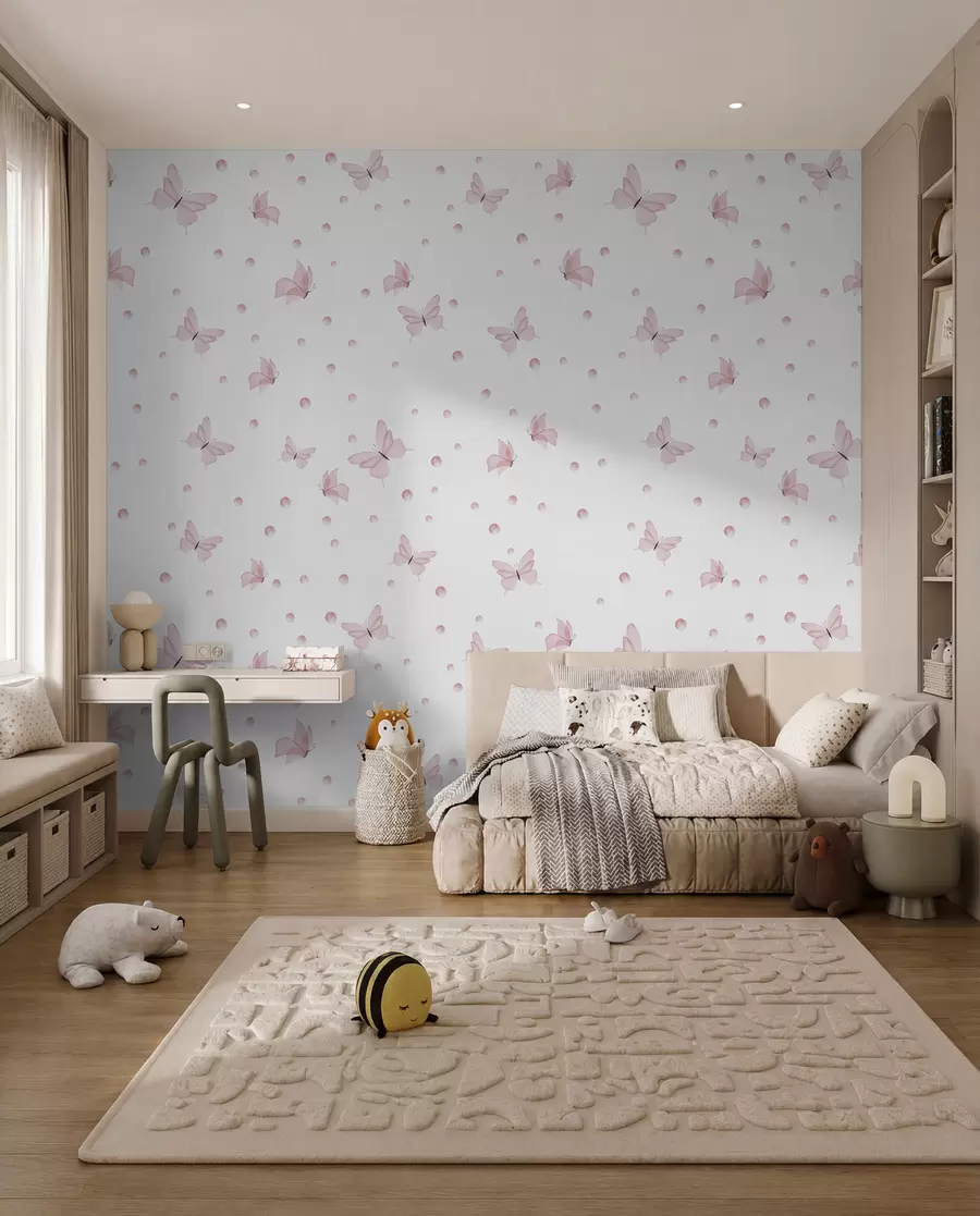 wall murals Mali ružičasti leptiri u96109
