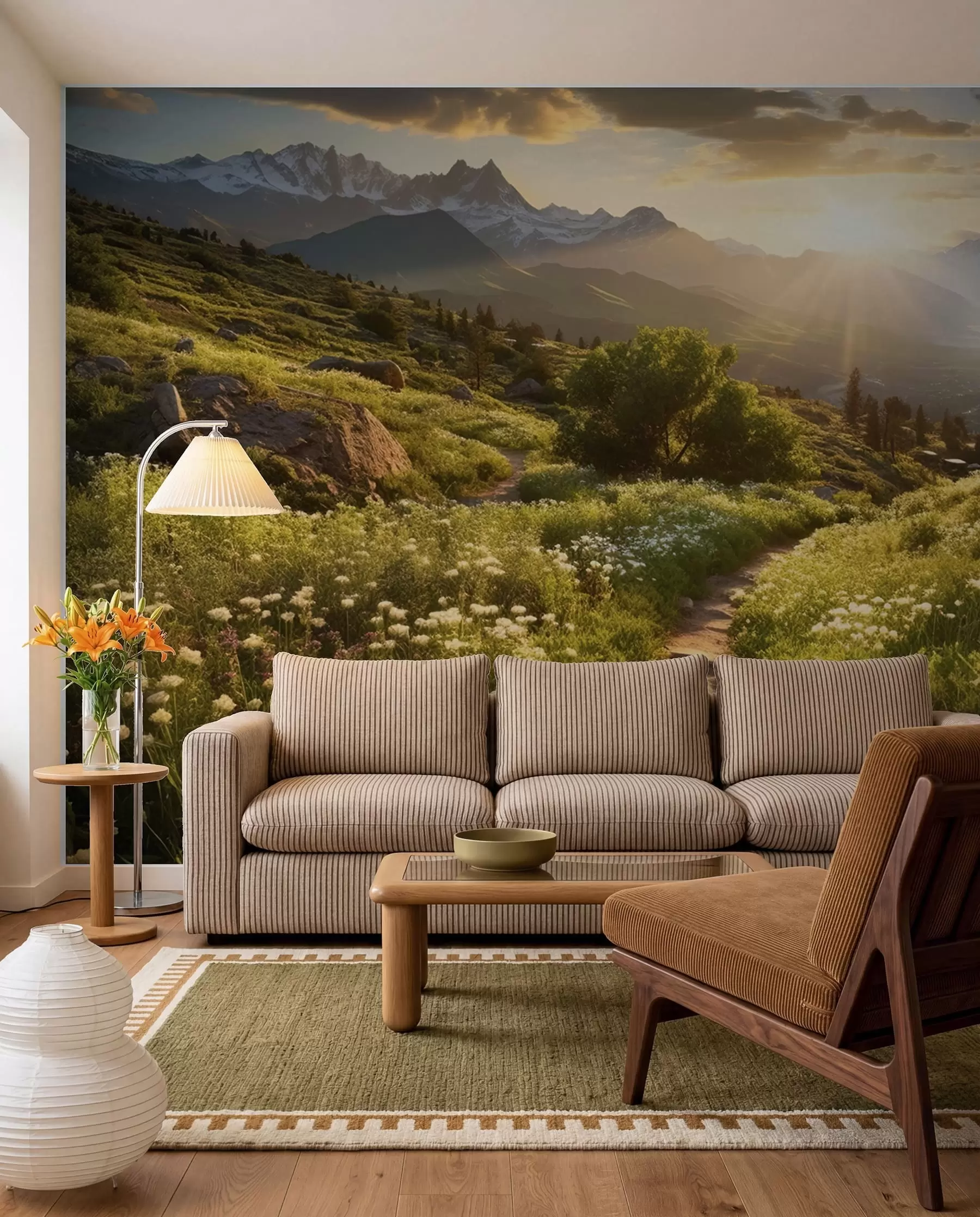 wall murals Alpska livada u suton u96209