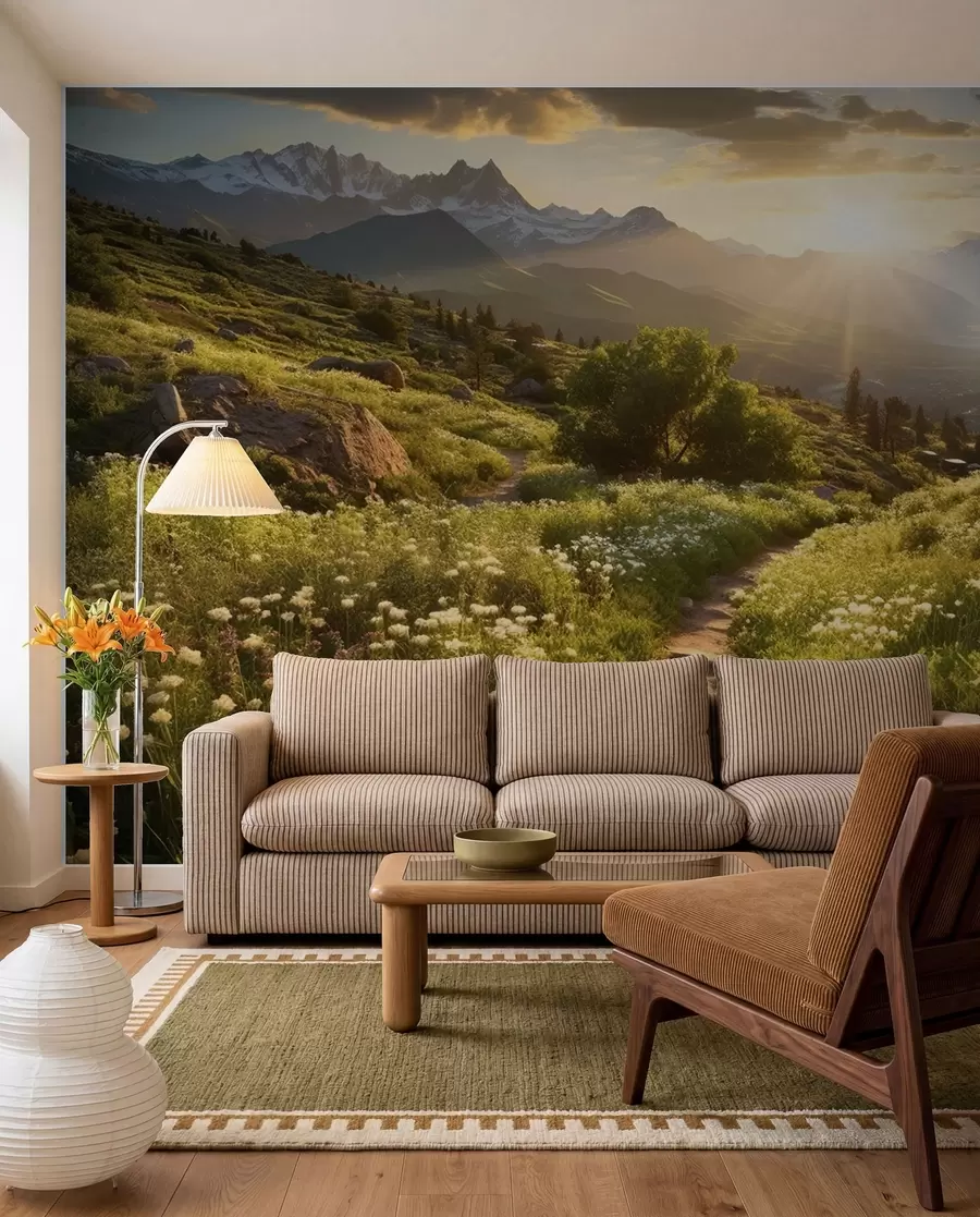 wall murals Alpska livada u suton u96209