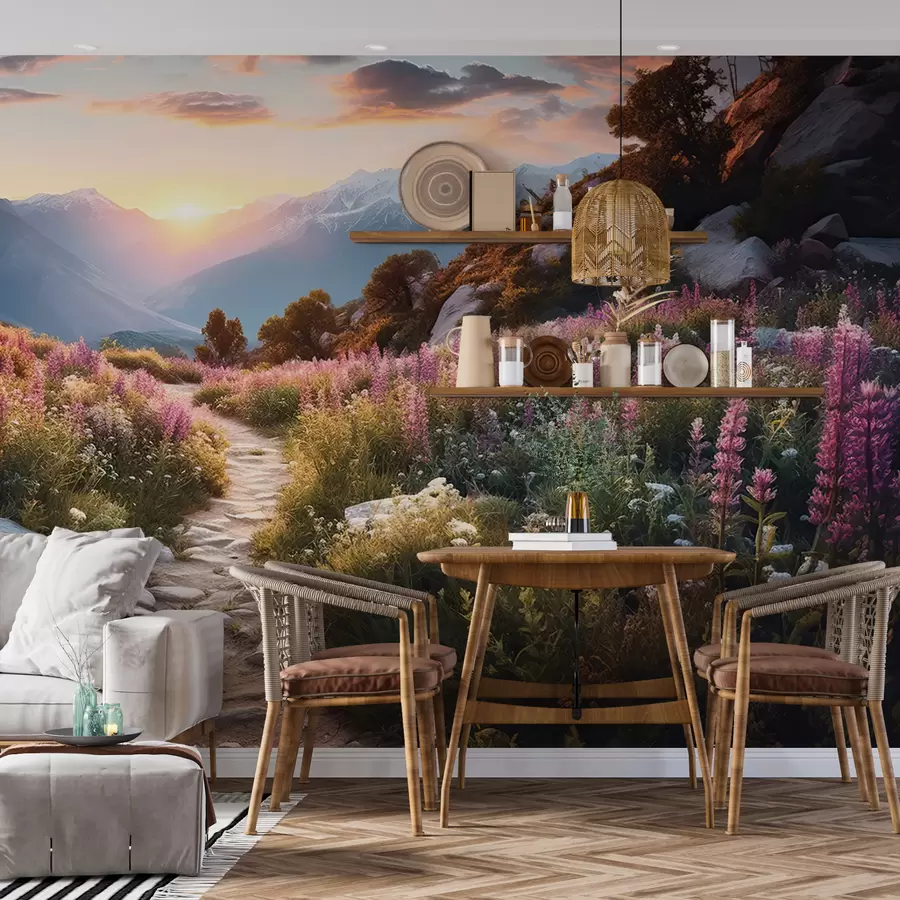 wall murals Планински пејзаж Магично цвеће u96210
