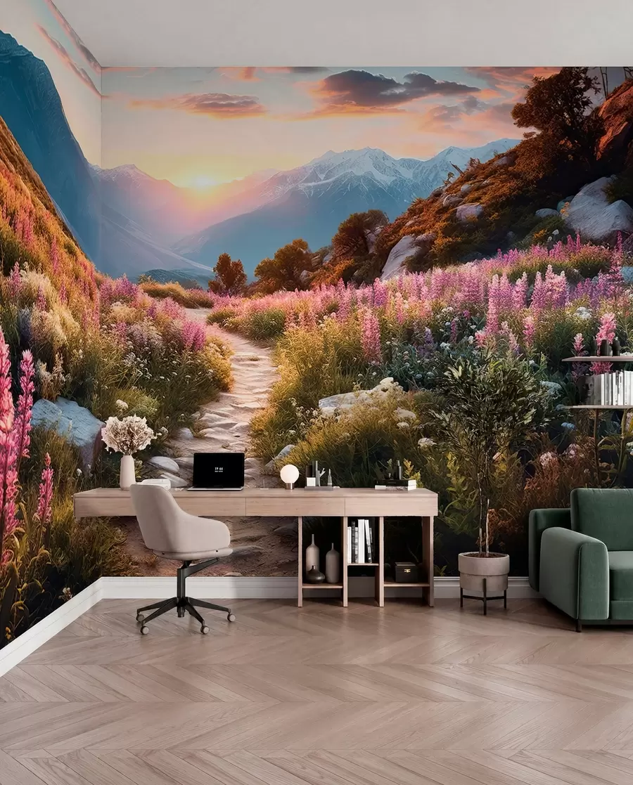 wall murals Планински пејзаж Магично цвеће u96210