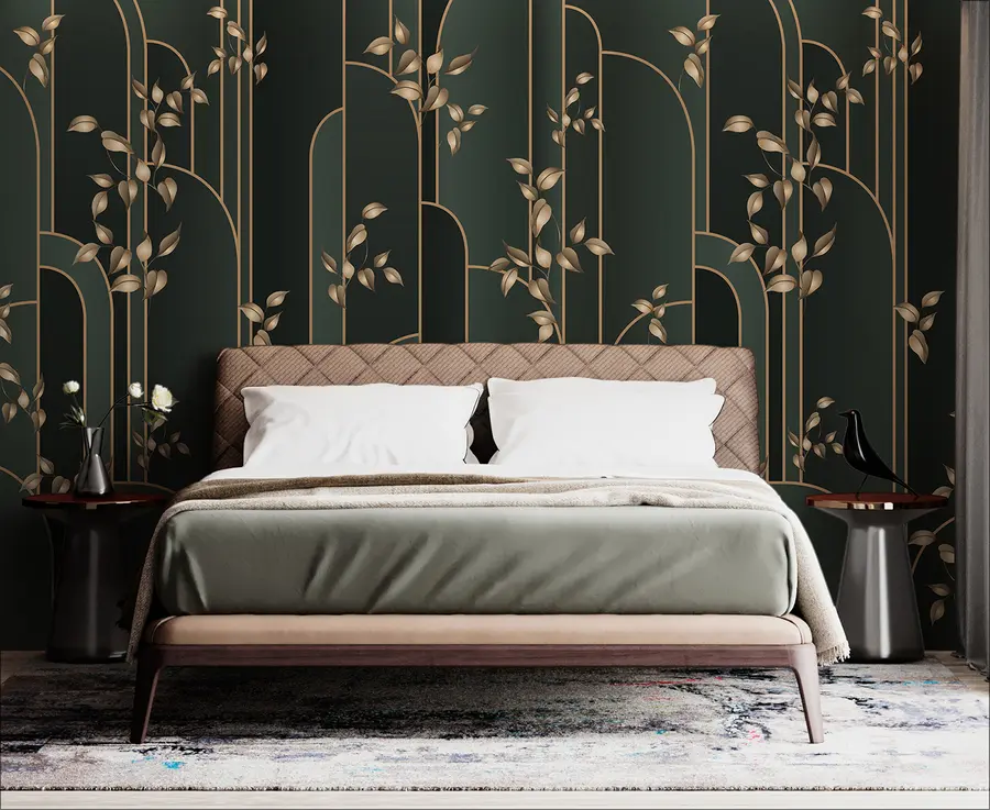 wall murals Апстрактна уметност децо са лишћем u95842