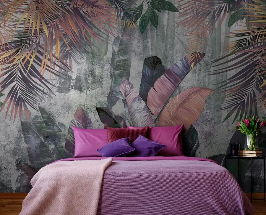 wall murals Шарени велики тропски листови u96338