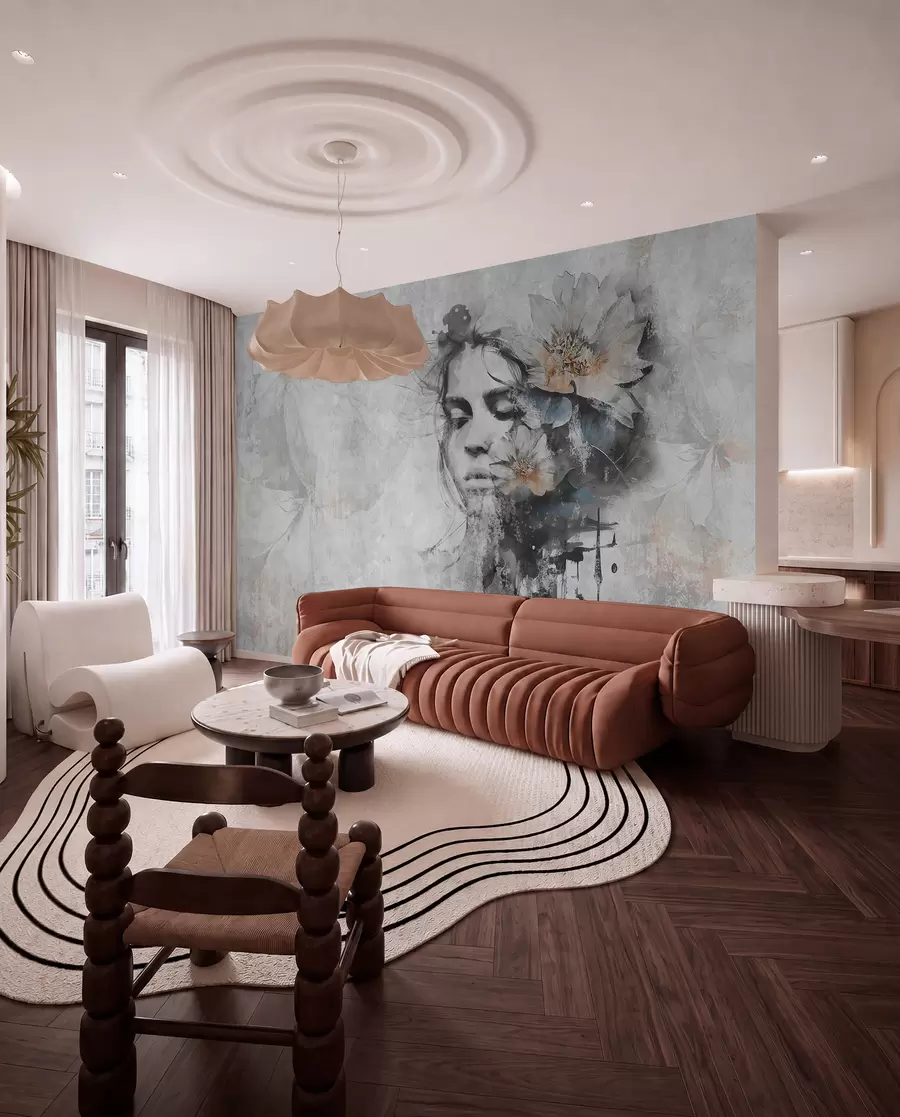 wall murals Силуета девојчице лице на бетонском зиду u96118