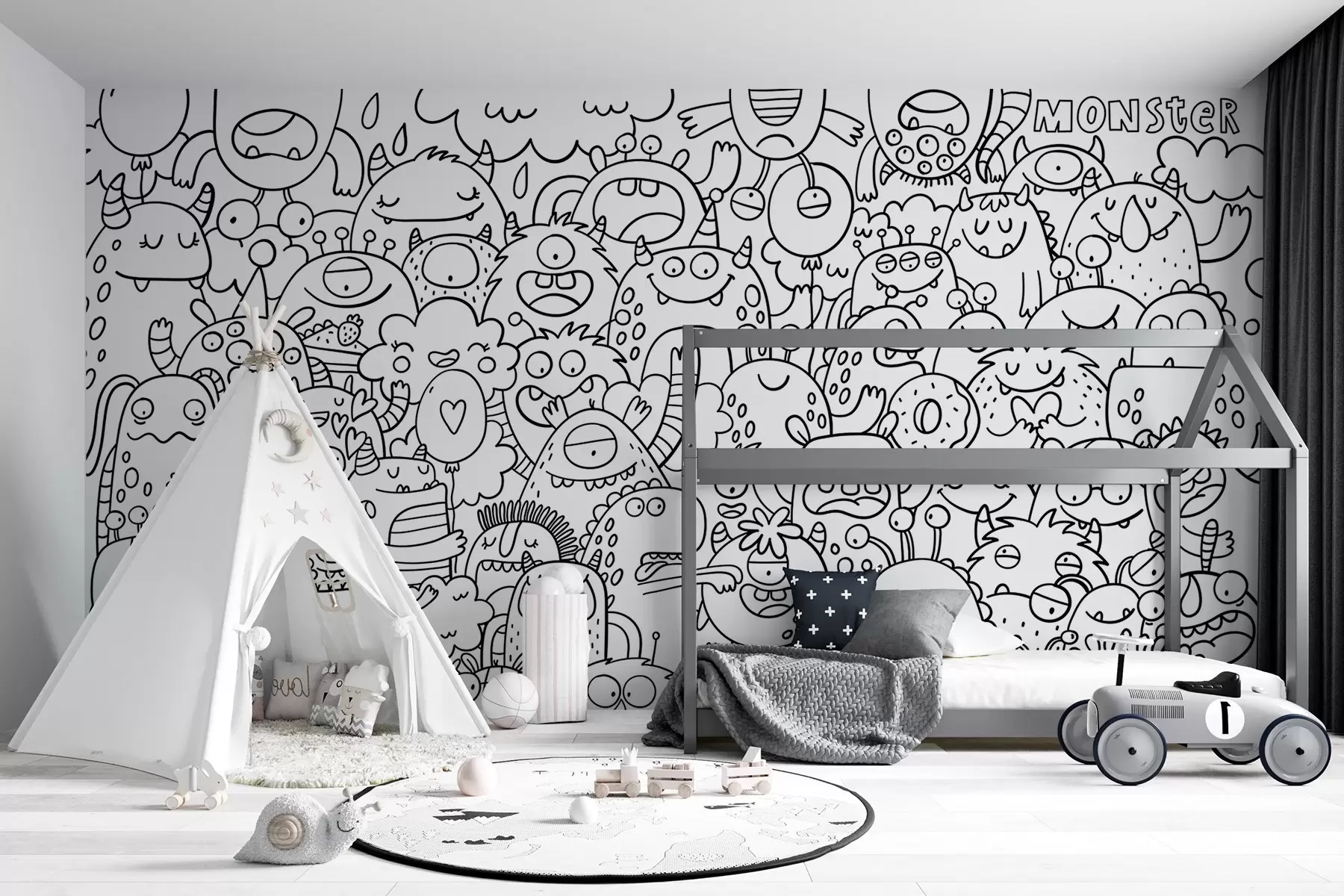 wall murals Позадина Бојање дечијих смешних чудовишта u96393