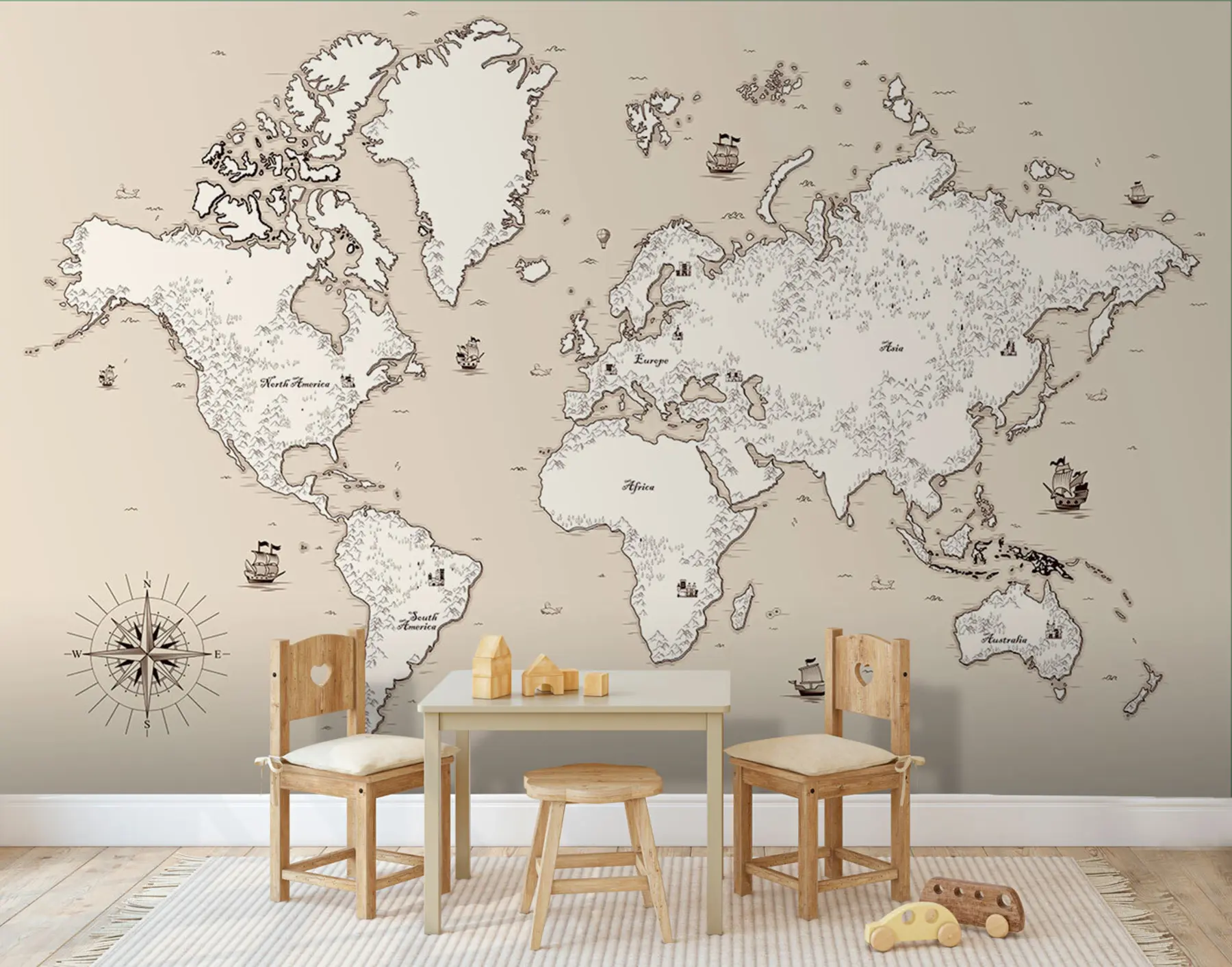 wall murals Мапа старог света са украсним елементима u96481