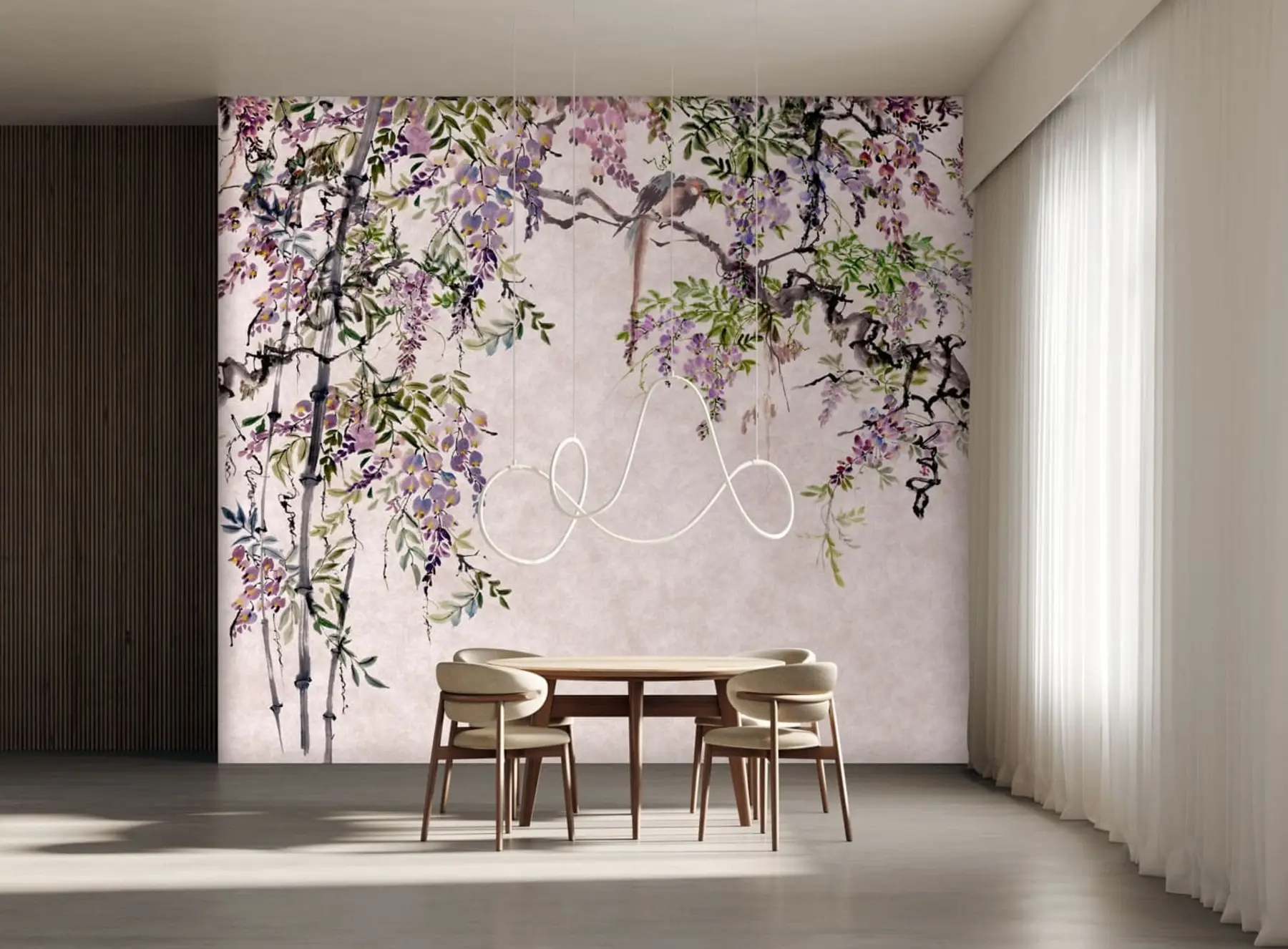 wall murals Вистериа Вистериа Цвеће у винтаге стилу u94621