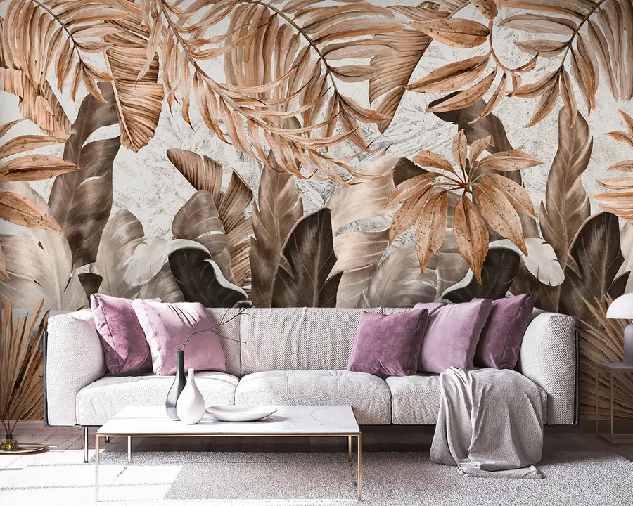 wall murals Тропски листови у стилу поткровља u95674