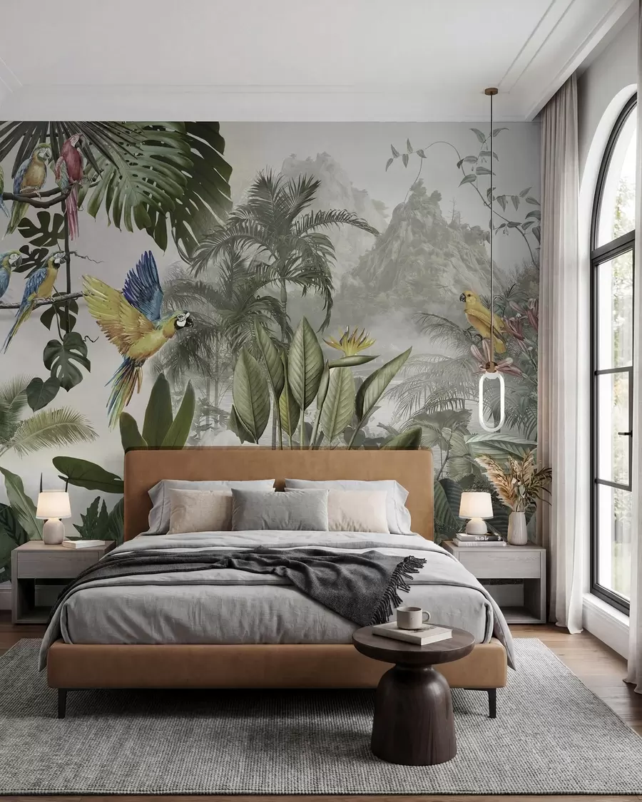 wall murals Papagaji među palminim lišćem u95693