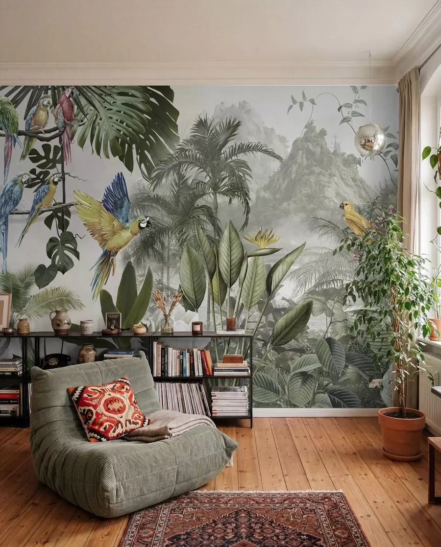 wall murals Papagaji među palminim lišćem u95693