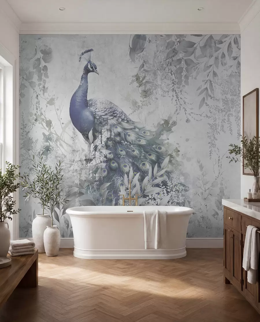 wall murals Фрагиле пауна на бетонској позадини бетона Грунге u96727