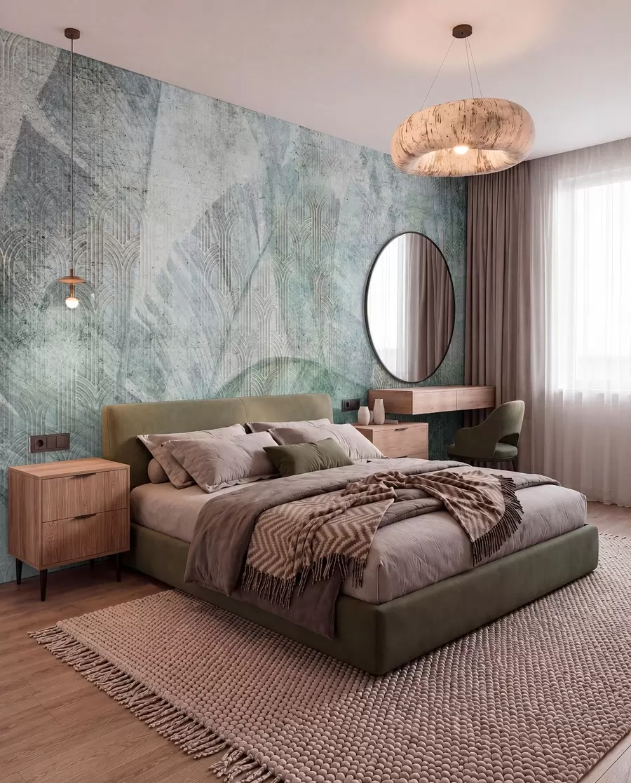 wall murals Lišće bakarne patine u96927
