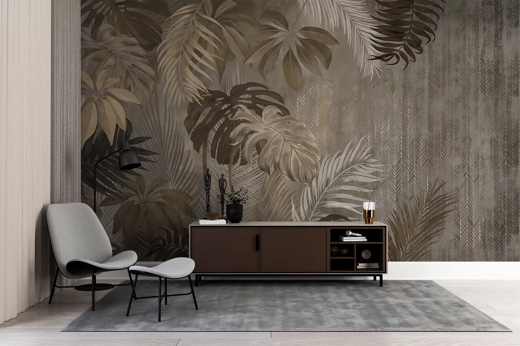 wall murals Тропски листови у стилу Грунге u97012