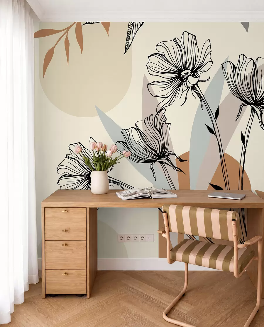 wall murals Популарне потезе у Бохо стилу са цвећем u97028
