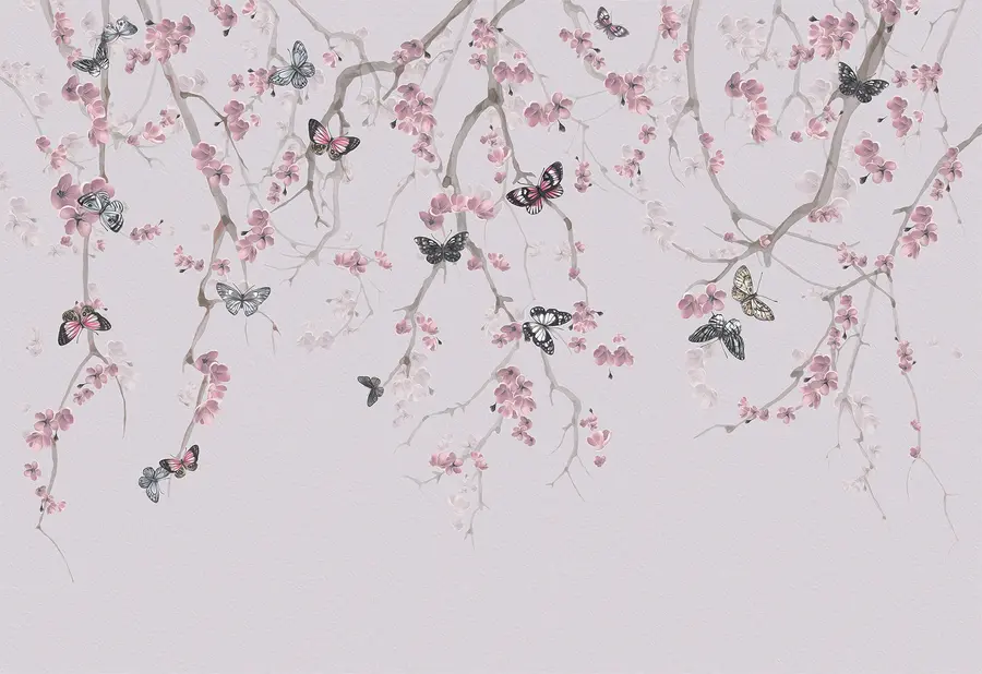 wall murals Квити сакури и снежне олује u97056