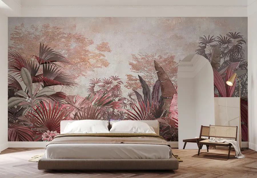 wall murals Илустрација из винтаге тропске позадине са егзотичним палмима u97104
