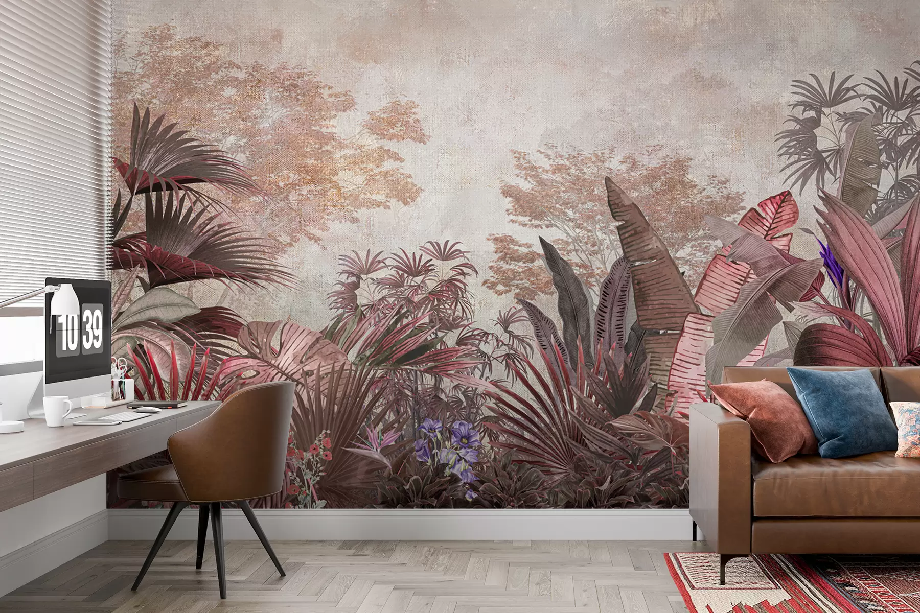 wall murals Илустрација из винтаге тропске позадине са егзотичним палмима u97104