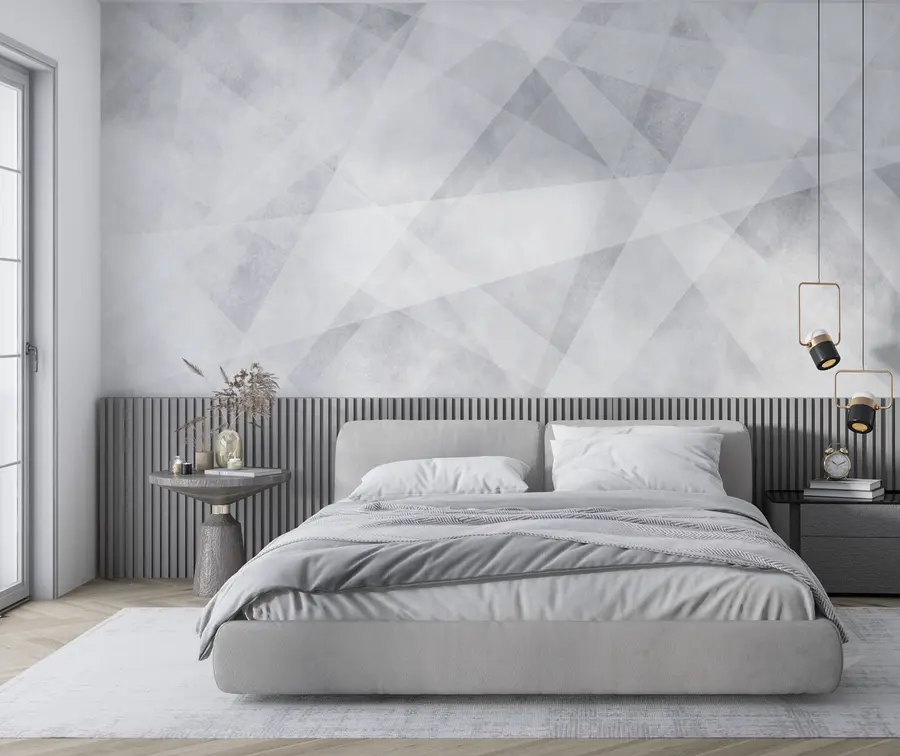 wall murals Стилски геометријски облици троуглова и углова сиве грунге боје u97205