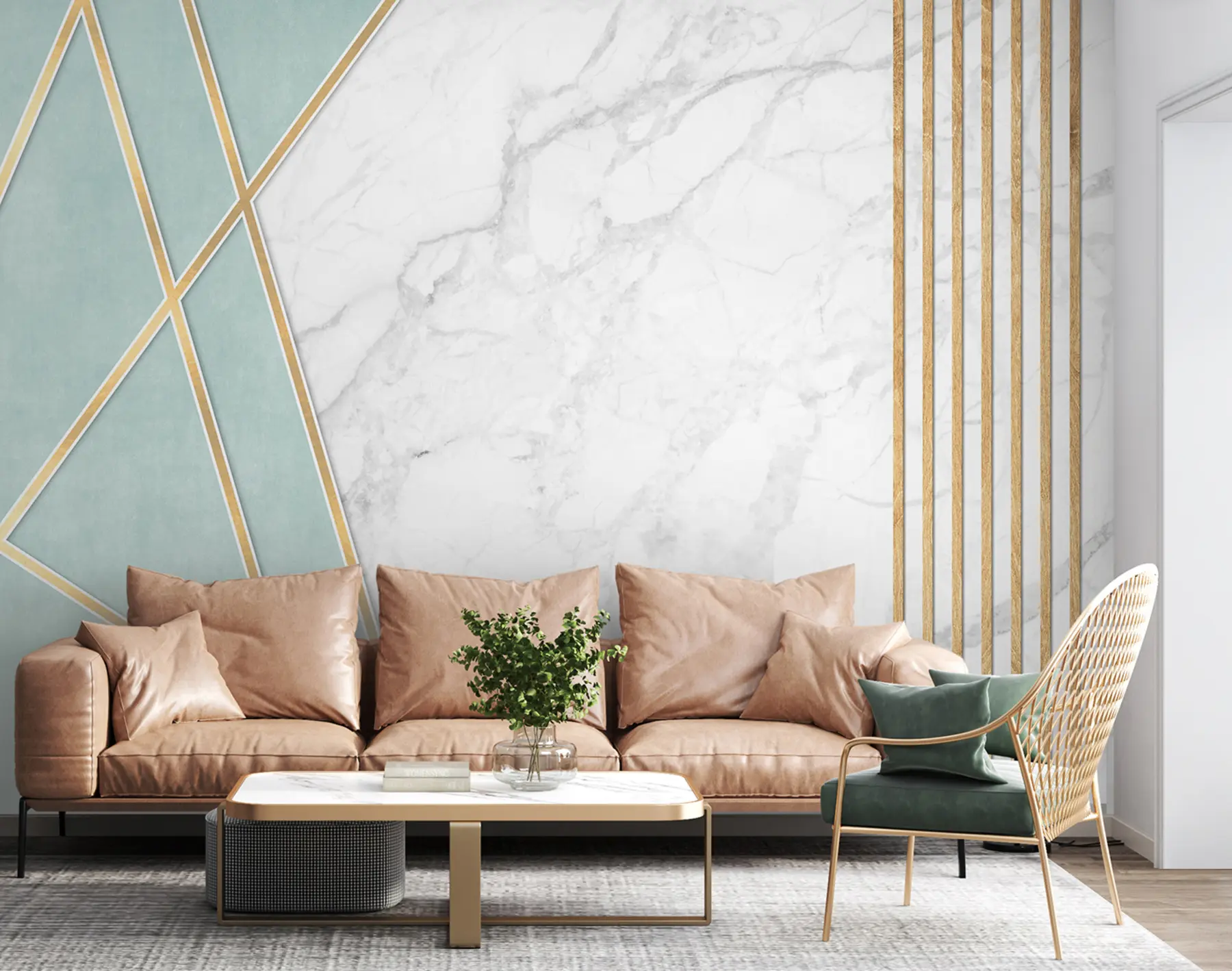 wall murals Мермерна позадина са геометријом и линијама u95385