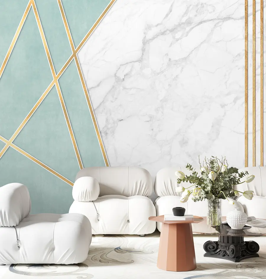 wall murals Мермерна позадина са геометријом и линијама u95385