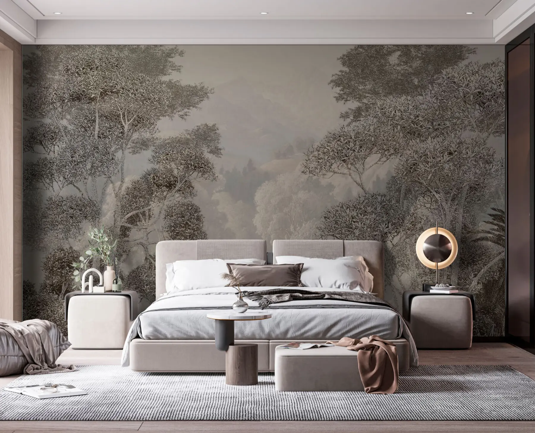 wall murals Тропска шума у ​​сивим тоновима u97396