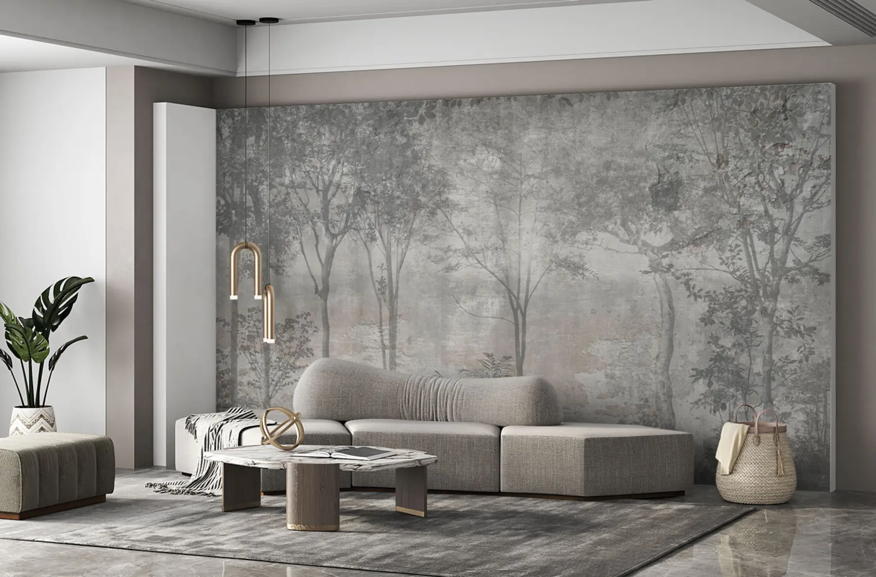 wall murals Слика шуме на каменом зиду u97401