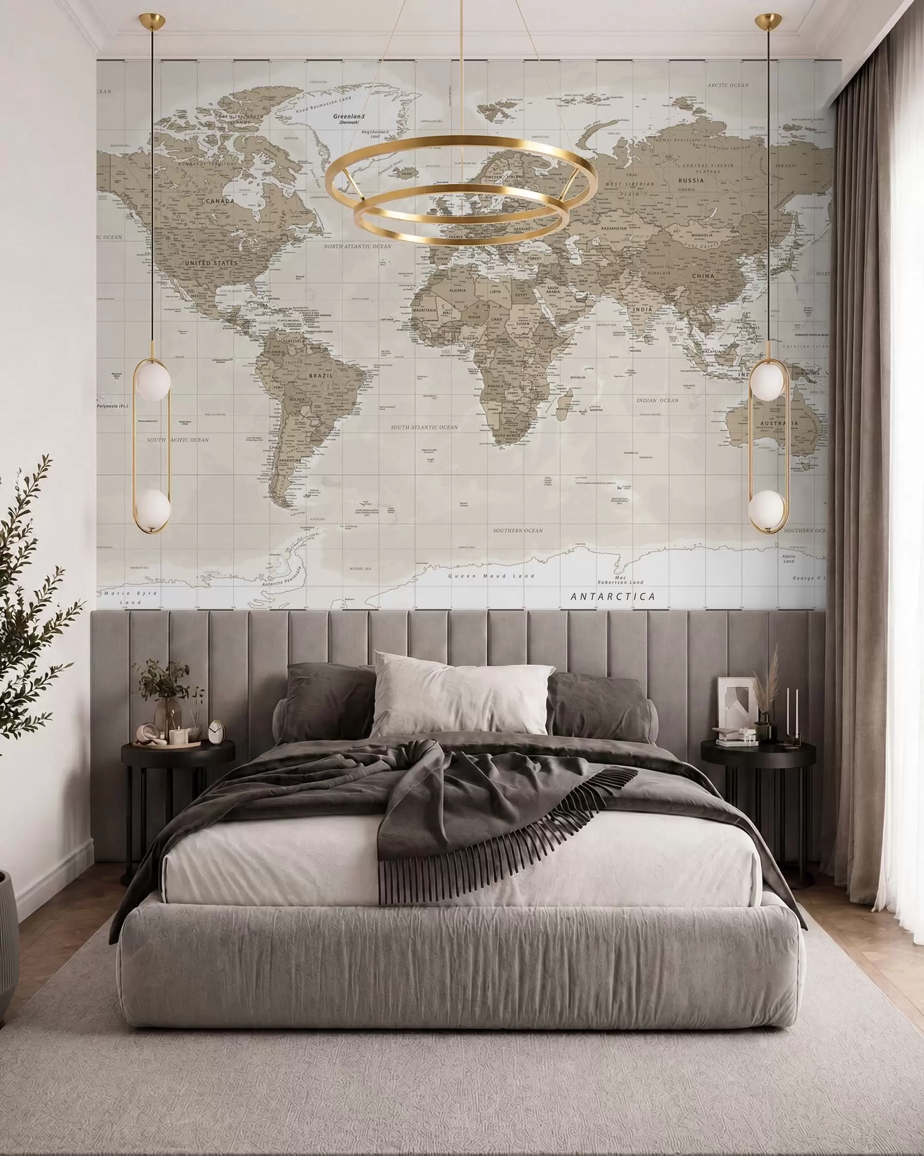 wall murals Karta sveta u vintidž stilu u97342