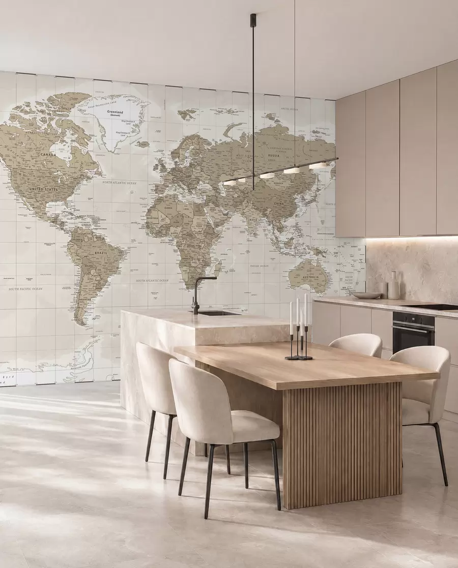 wall murals Винтаге мапа света у поткровљу u97342