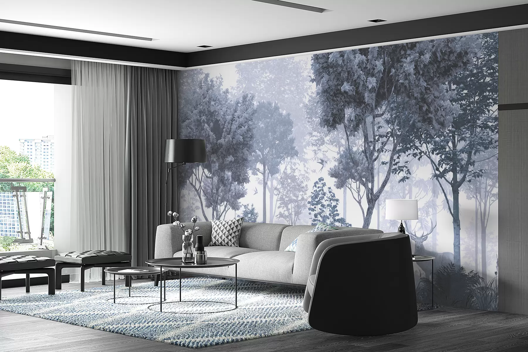 wall murals Чаробна шума у ​​плавом u72134v1