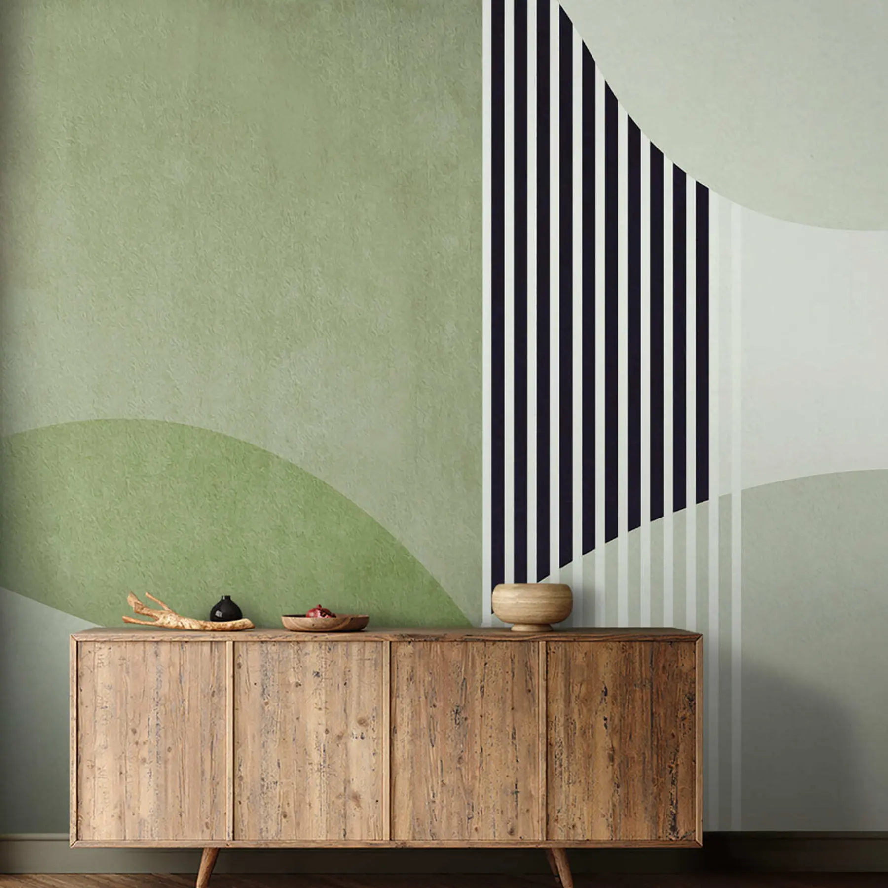 wall murals Апстрактни ретро стил у зеленој боји u74075v3