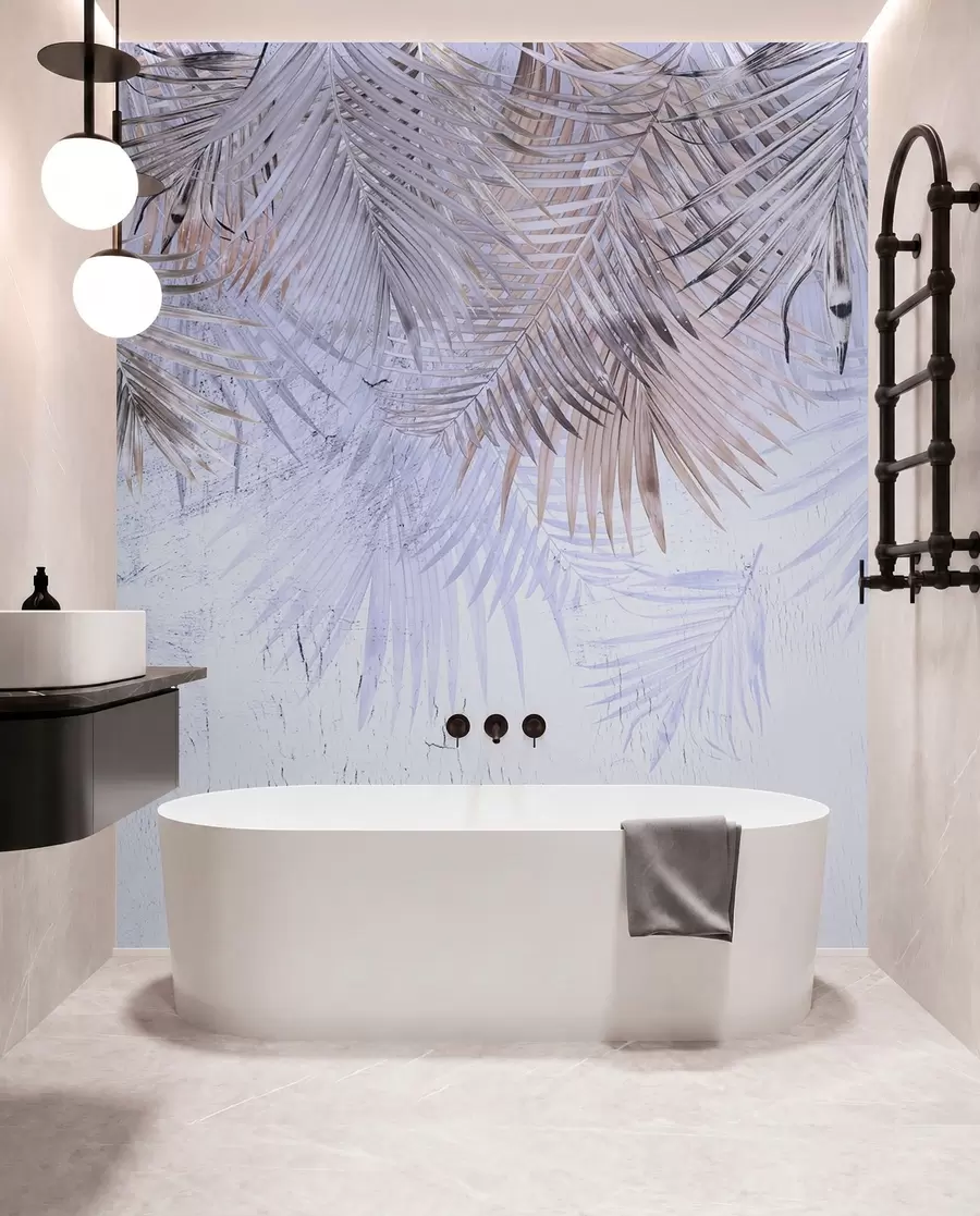 wall murals Љубичасти тропски листови у грунге стилу u93843v1