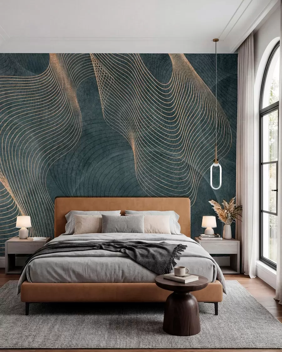 wall murals Зелене таласасте линије  u97469v1