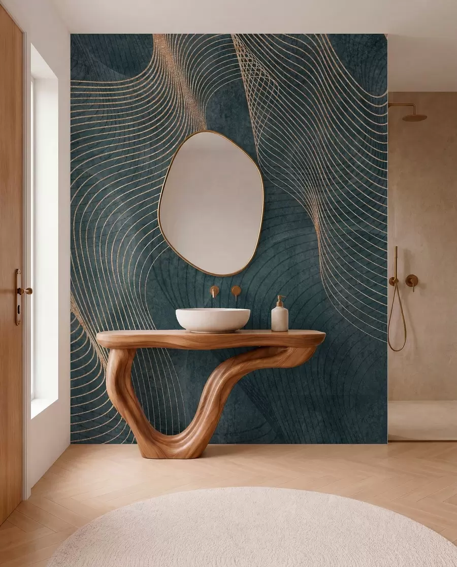 wall murals Зелене таласасте линије  u97469v1